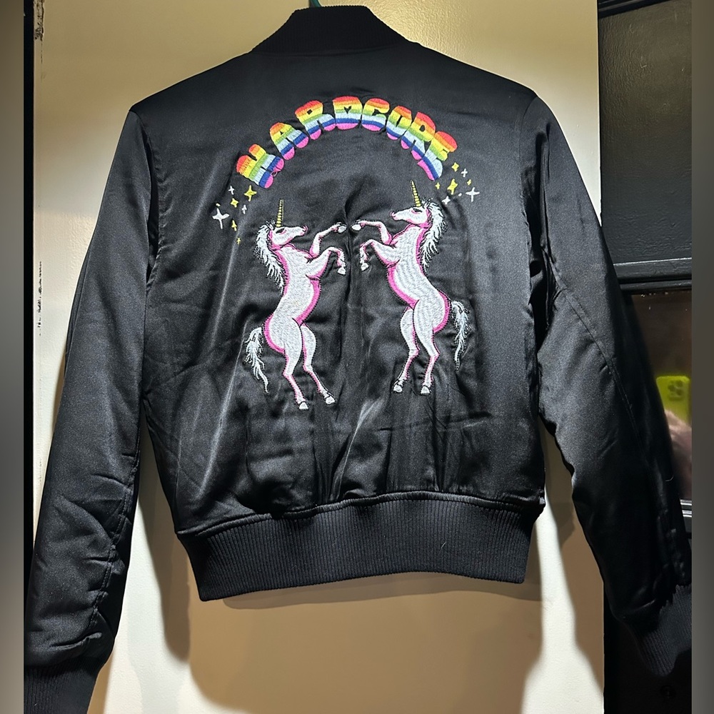 UNIF BLACK SMALL UNICORN MAKE BELIEVE BOMBER JACKET